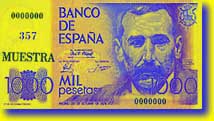 1 000 pesetás bankjegy előoldala