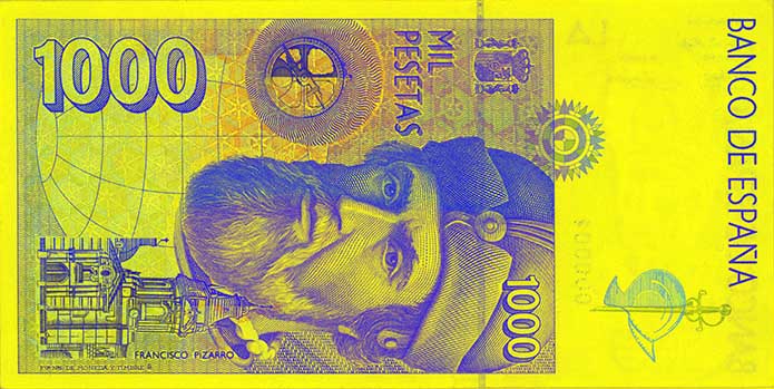 1000 pesetás bankjegy hátsó oldala