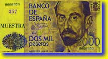 Banknot 2000 peset – strona przednia