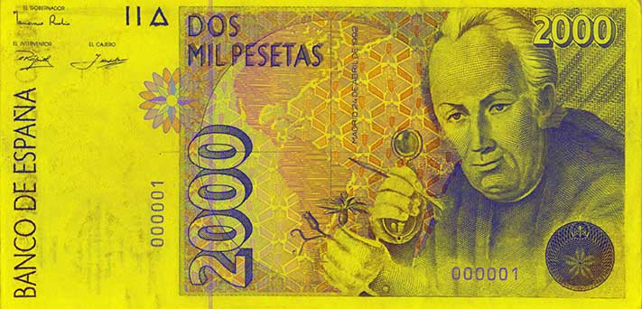 Banknot 2000 peset – strona przednia